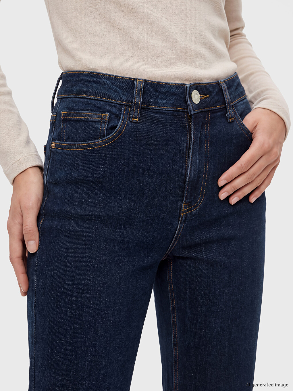 İndigo Flare Kadın Jean Pantolon-2
