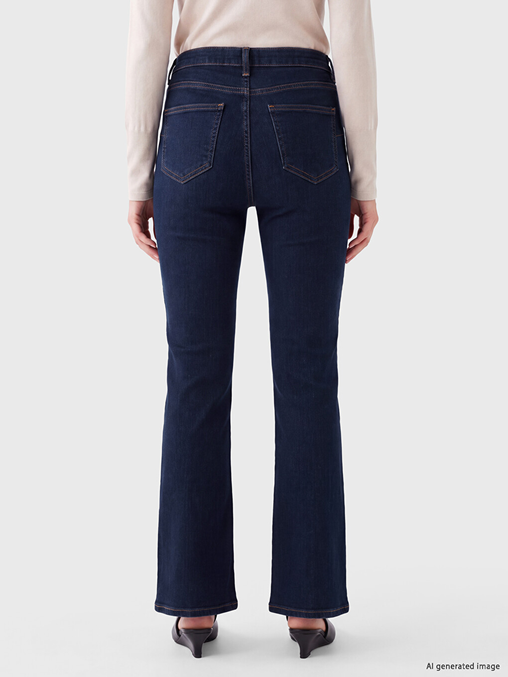 İndigo Flare Kadın Jean Pantolon-3