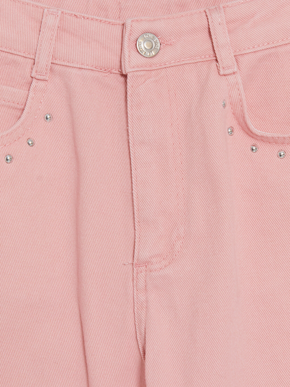 Pembe Taşlı Geniş Paça Kız Çocuk Jean Şortolon-1
