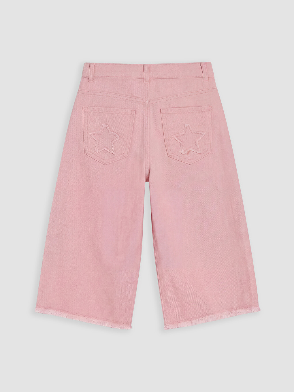Pembe Taşlı Geniş Paça Kız Çocuk Jean Şortolon-2
