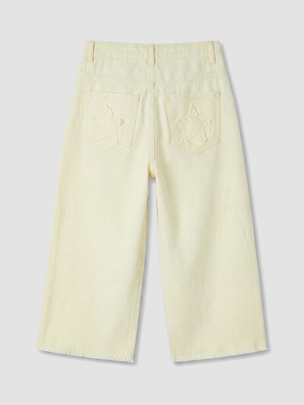 Sarı Taşlı Geniş Paça Kız Çocuk Jean Şortolon-3