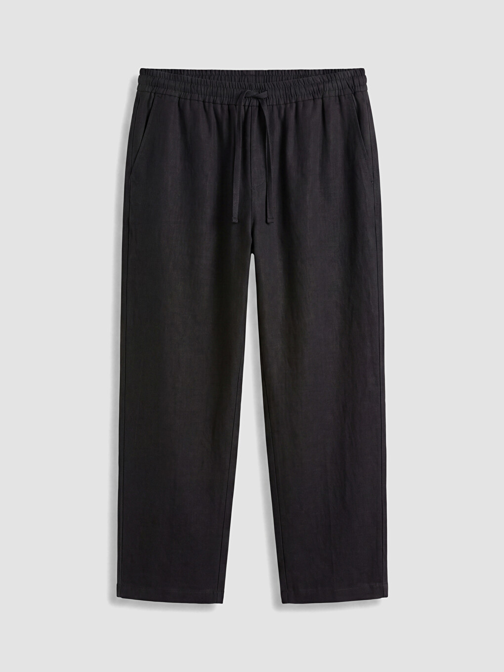Siyah Regular Fit Keten Görünümlü Erkek Pantolon-4