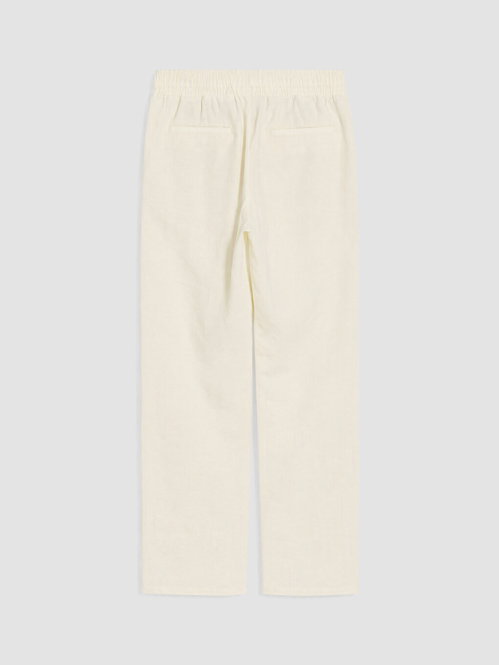 Beyaz Regular Fit Keten Görünümlü Erkek Pantolon-1