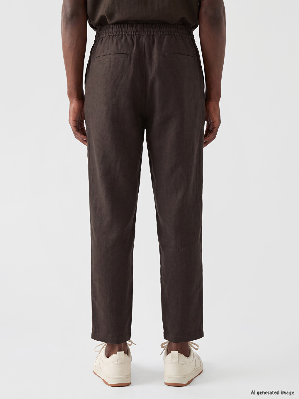 Kahverengi Regular Fit Keten Görünümlü Erkek Pantolon-3