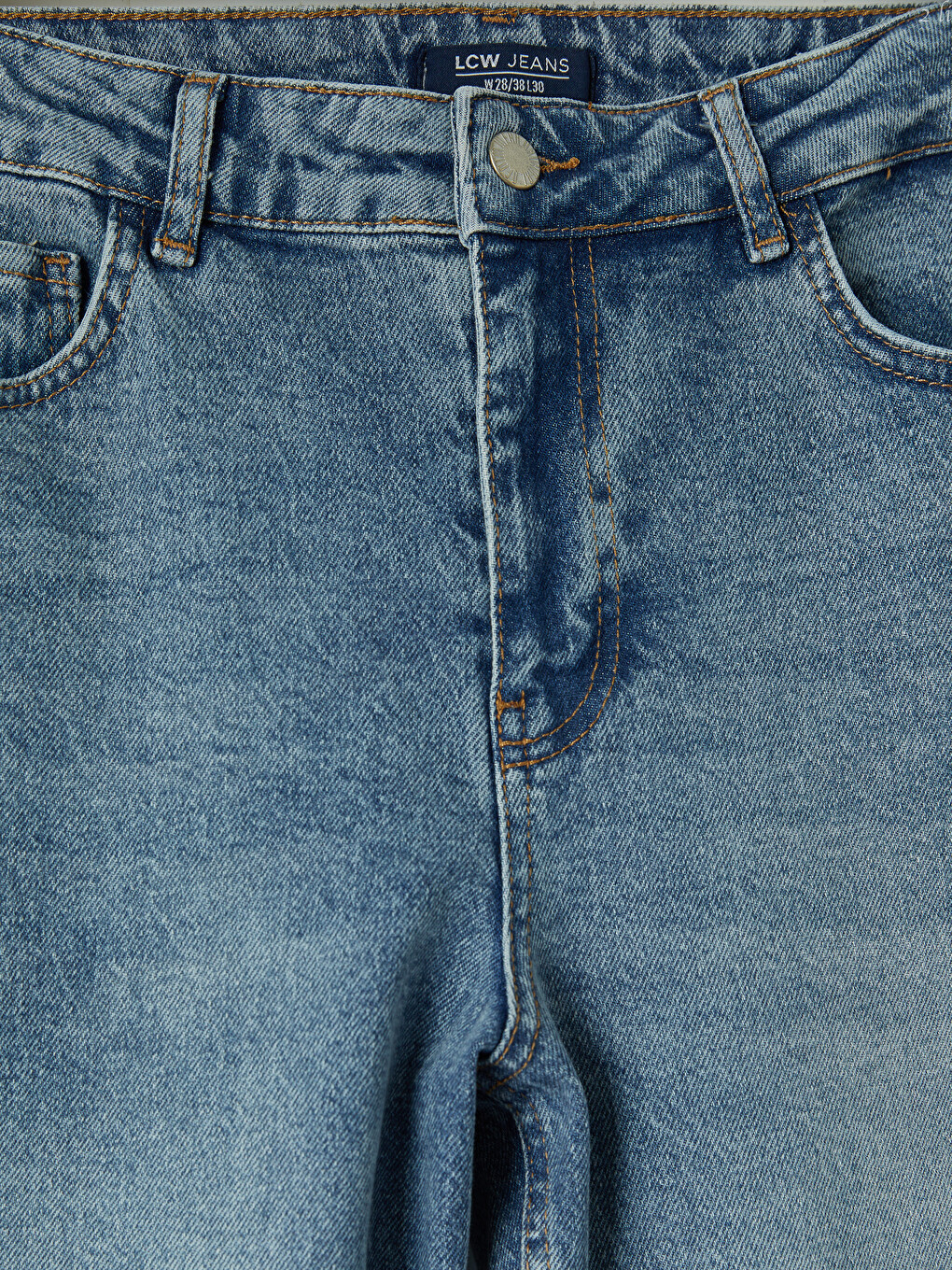 İndigo Mom Fit Kadın Jean Pantolon-2