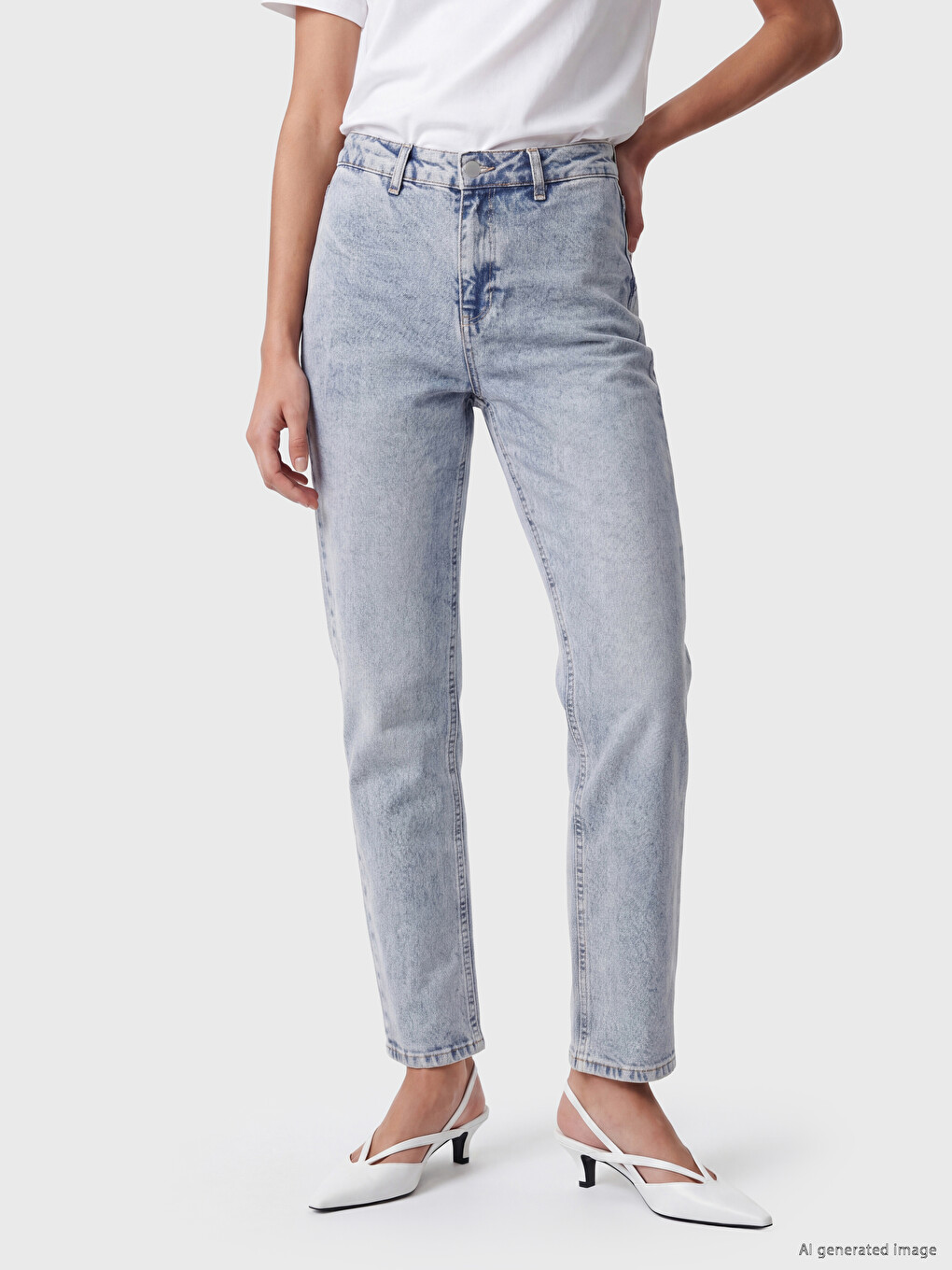 İndigo Mom Fit Kadın Jean Pantolon-1