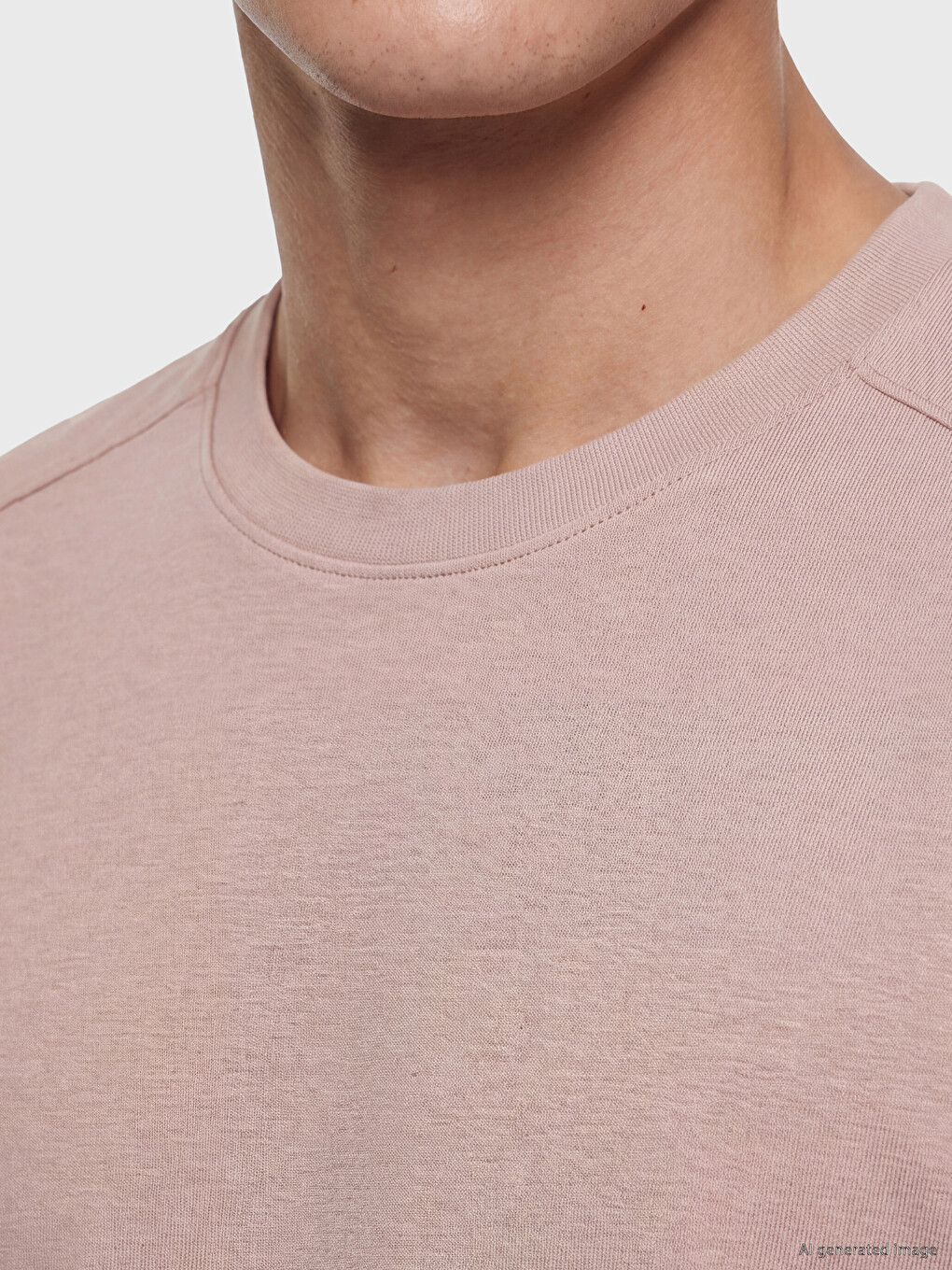 Pembe Relax Fit Bisiklet Yaka Erkek Tişört-3