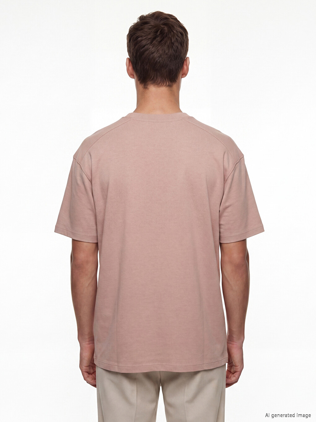 Pembe Relax Fit Bisiklet Yaka Erkek Tişört-3