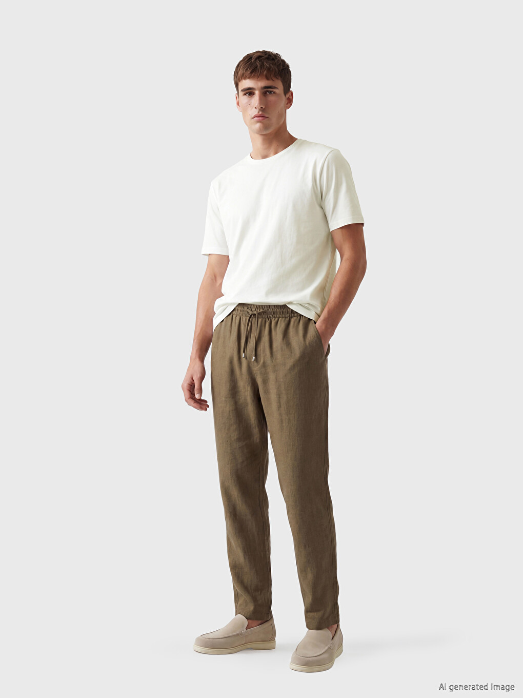 Gri Relax Fit Bisiklet Yaka Erkek Tişört-1