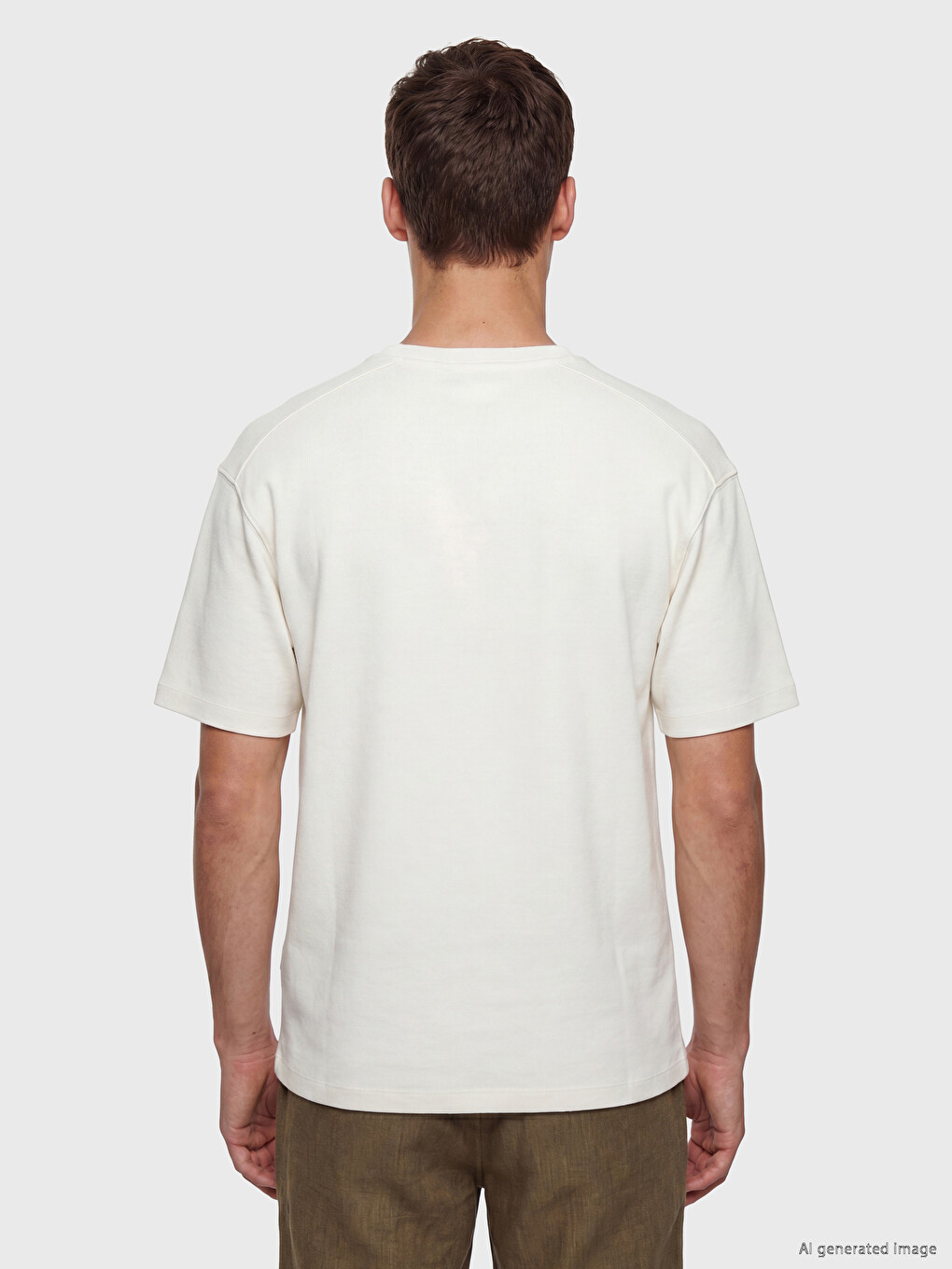 Gri Relax Fit Bisiklet Yaka Erkek Tişört-4