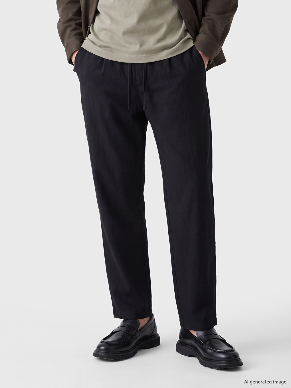 Siyah Regular Fit Erkek Pantolon-1