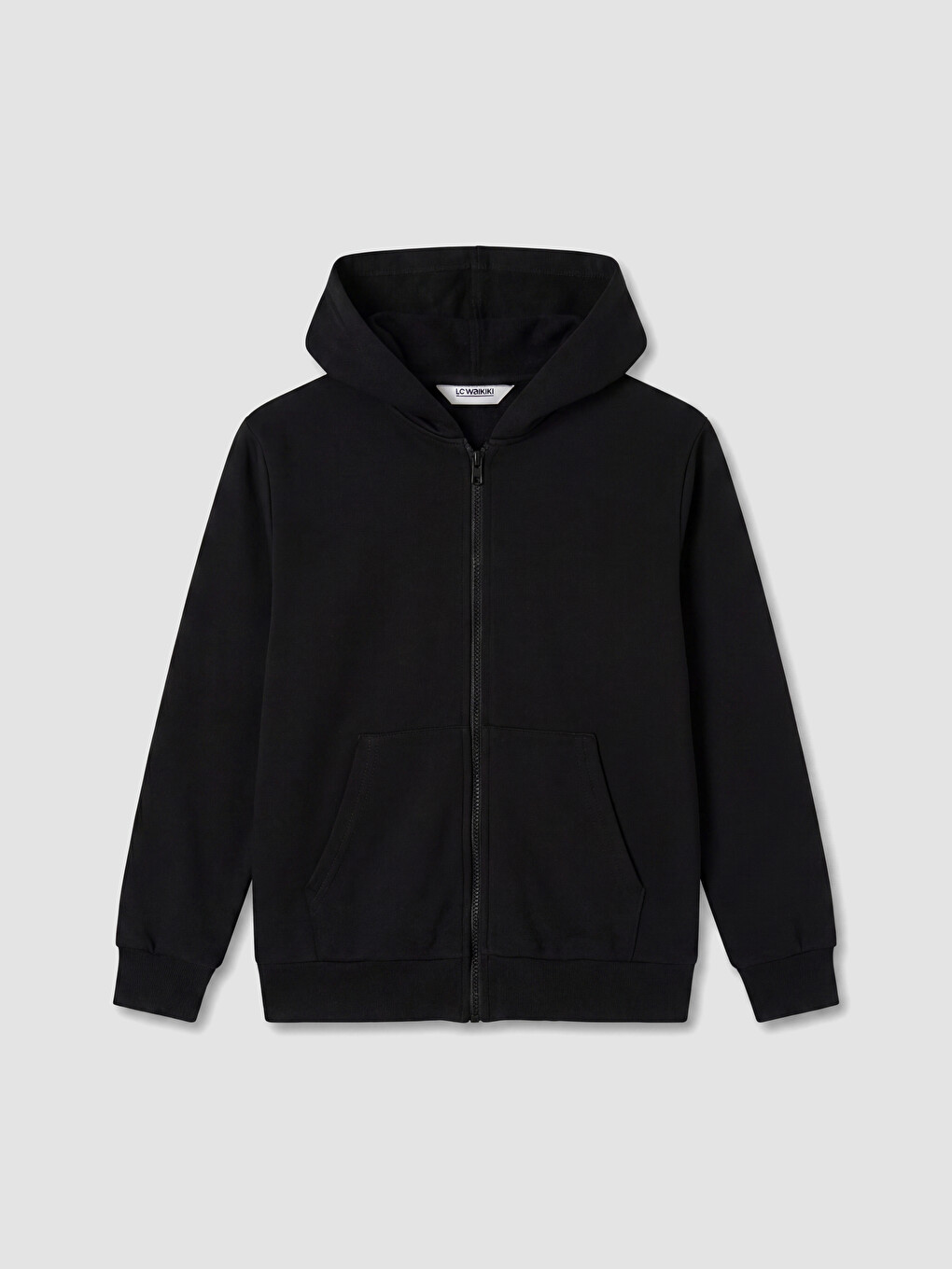 Siyah Kapüşonlu Erkek Çocuk Fermuarlı Sweatshirt