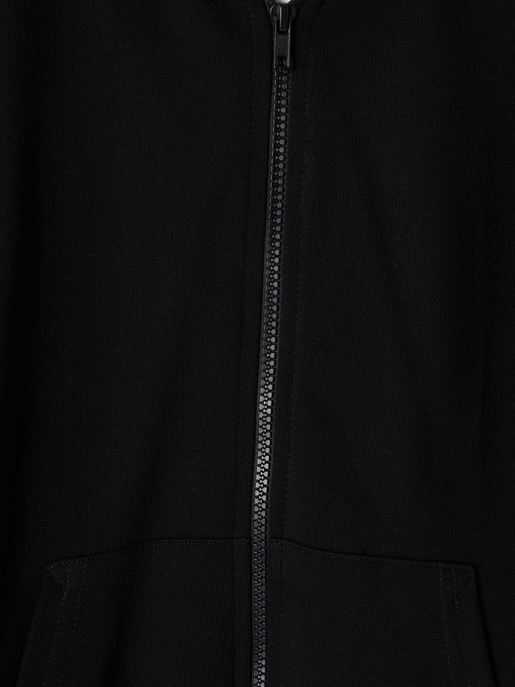 Siyah Kapüşonlu Erkek Çocuk Fermuarlı Sweatshirt-1