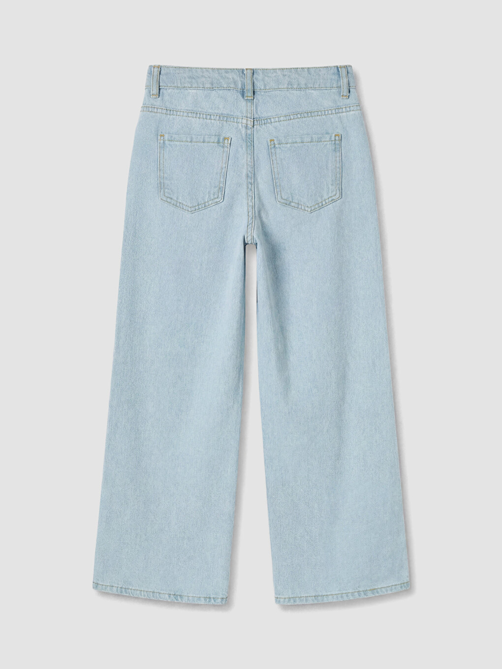 Mavi Wideleg Çiçekli Kız Çocuk Jean Pantolon-2