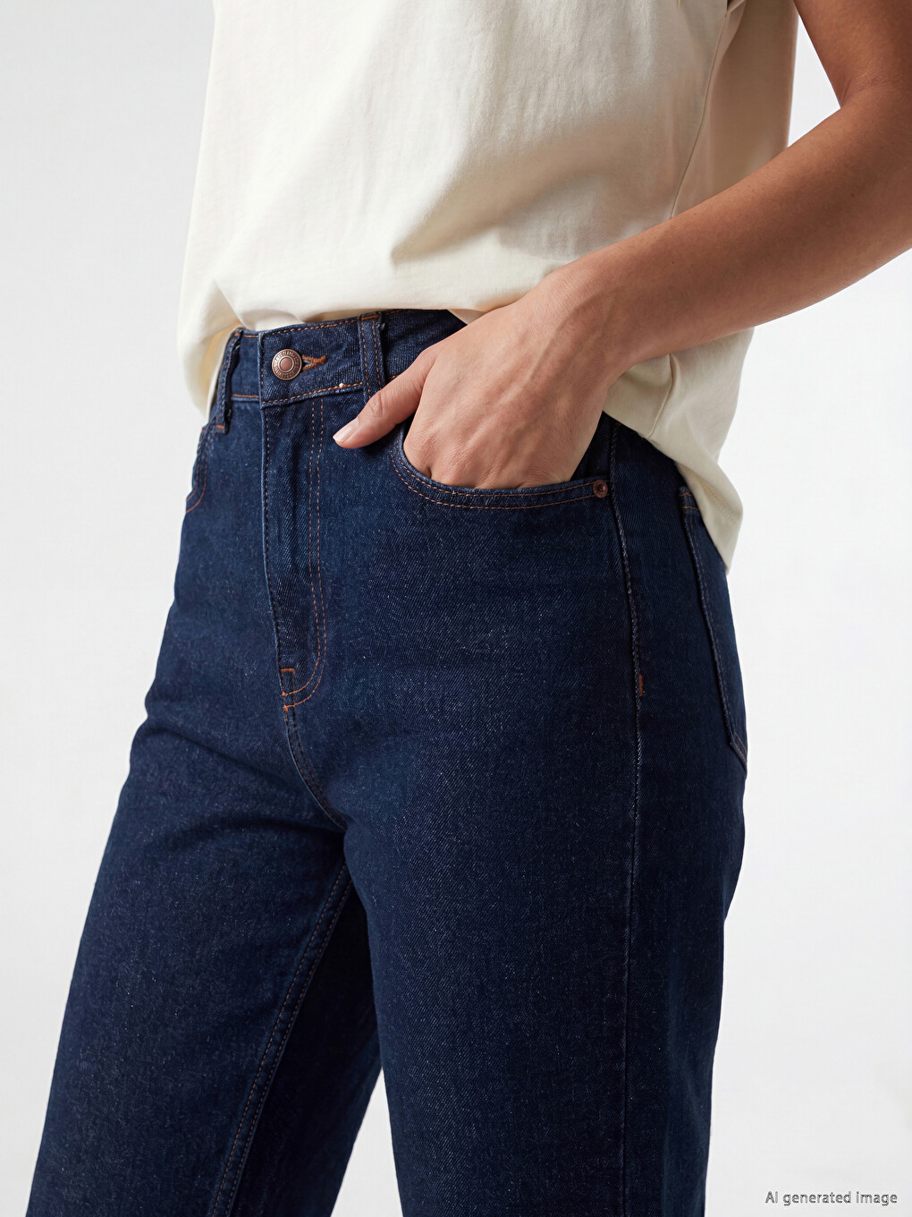 İndigo Crop Flare Kadın Jean Pantolon-2