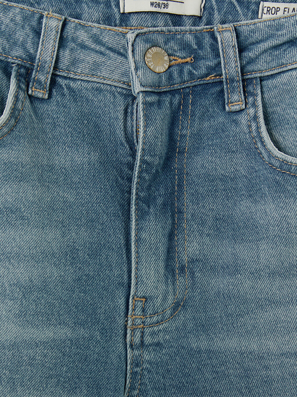İndigo Crop Flare Kadın Jean Pantolon-5