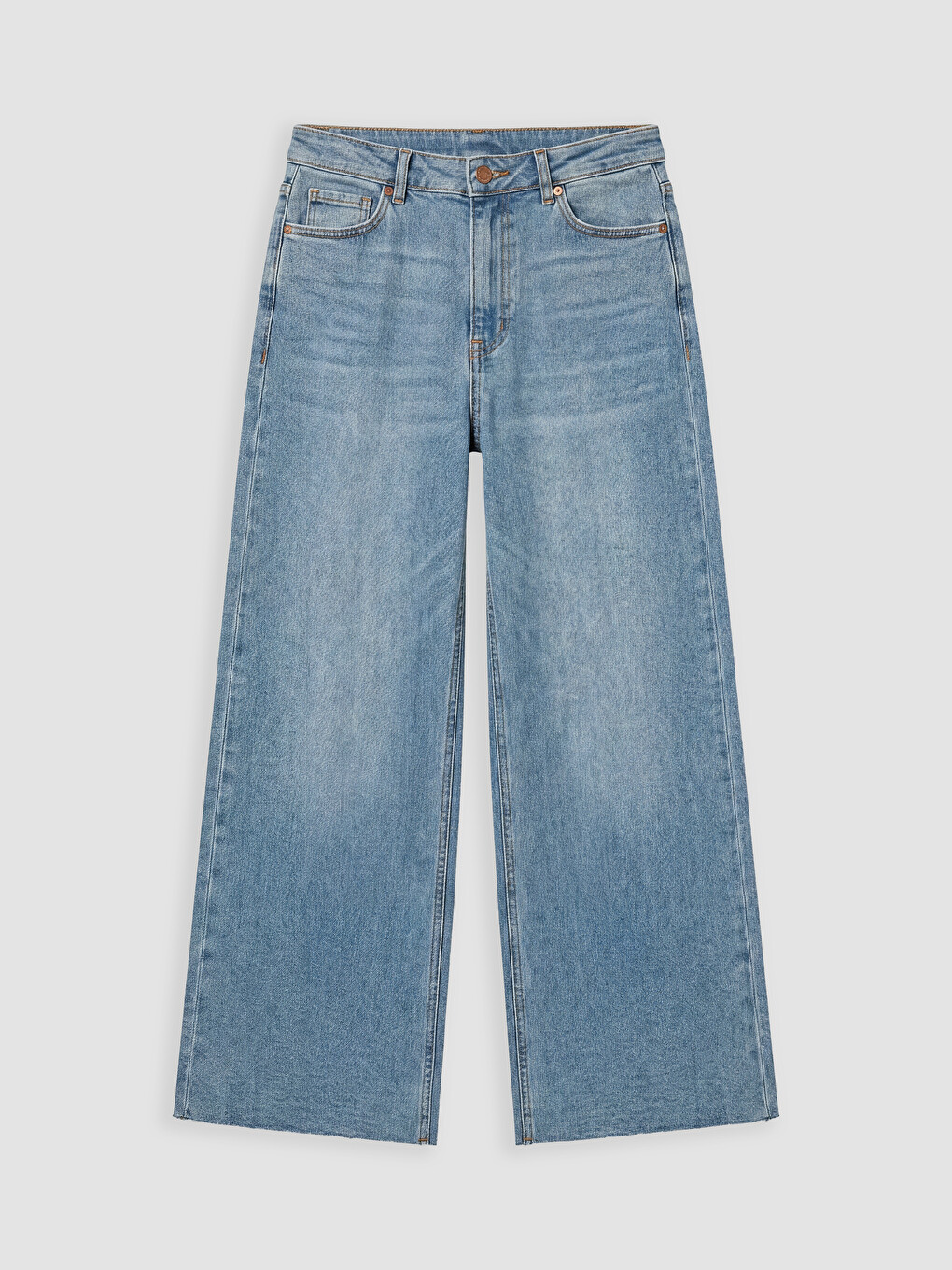 İndigo Yüksek Bel Wideleg Fit Kadın Jean Pantolon