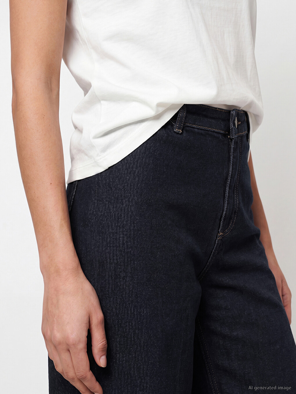 İndigo Yüksek Bel Wideleg Fit Kadın Jean Pantolon-2