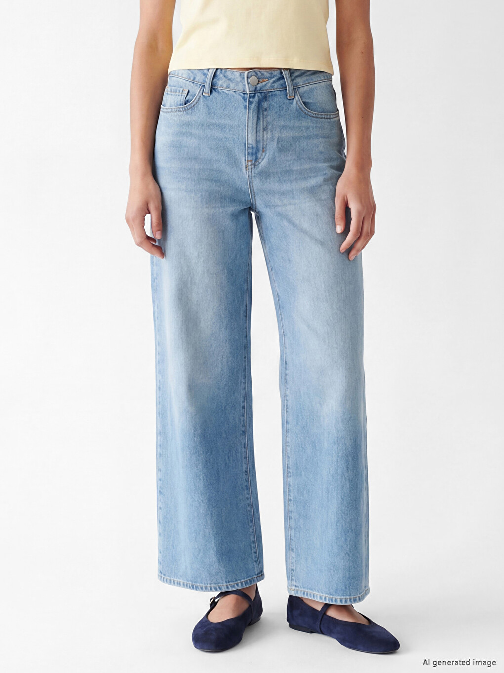 İndigo Wideleg Kadın Jean Pantolon-1