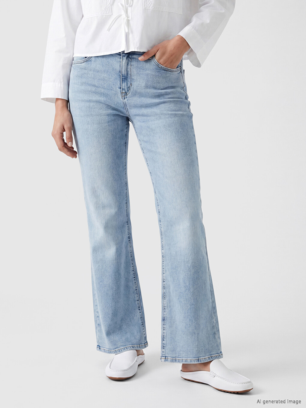 İndigo Flare Kadın Jean Pantolon-1