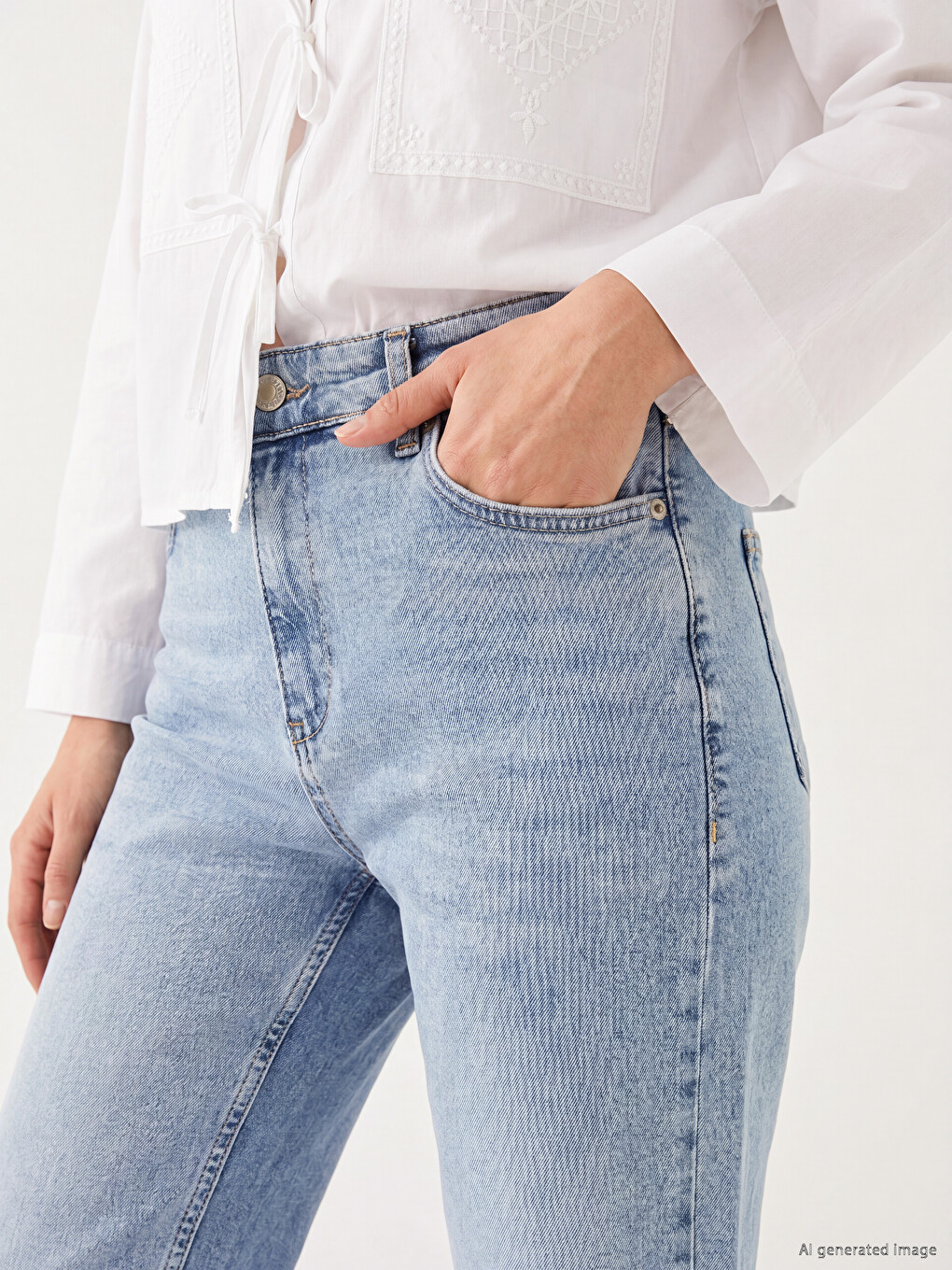 İndigo Flare Kadın Jean Pantolon-2