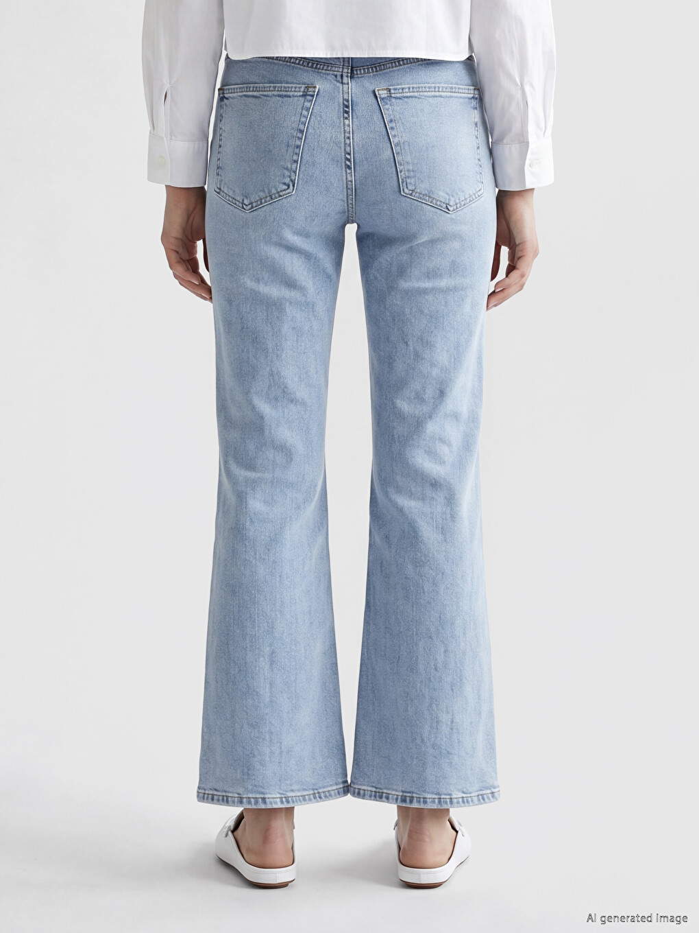 İndigo Flare Kadın Jean Pantolon-3