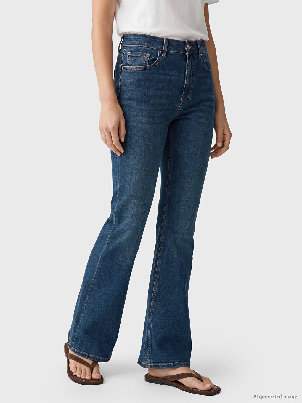 İndigo Flare Kadın Jean Pantolon-1