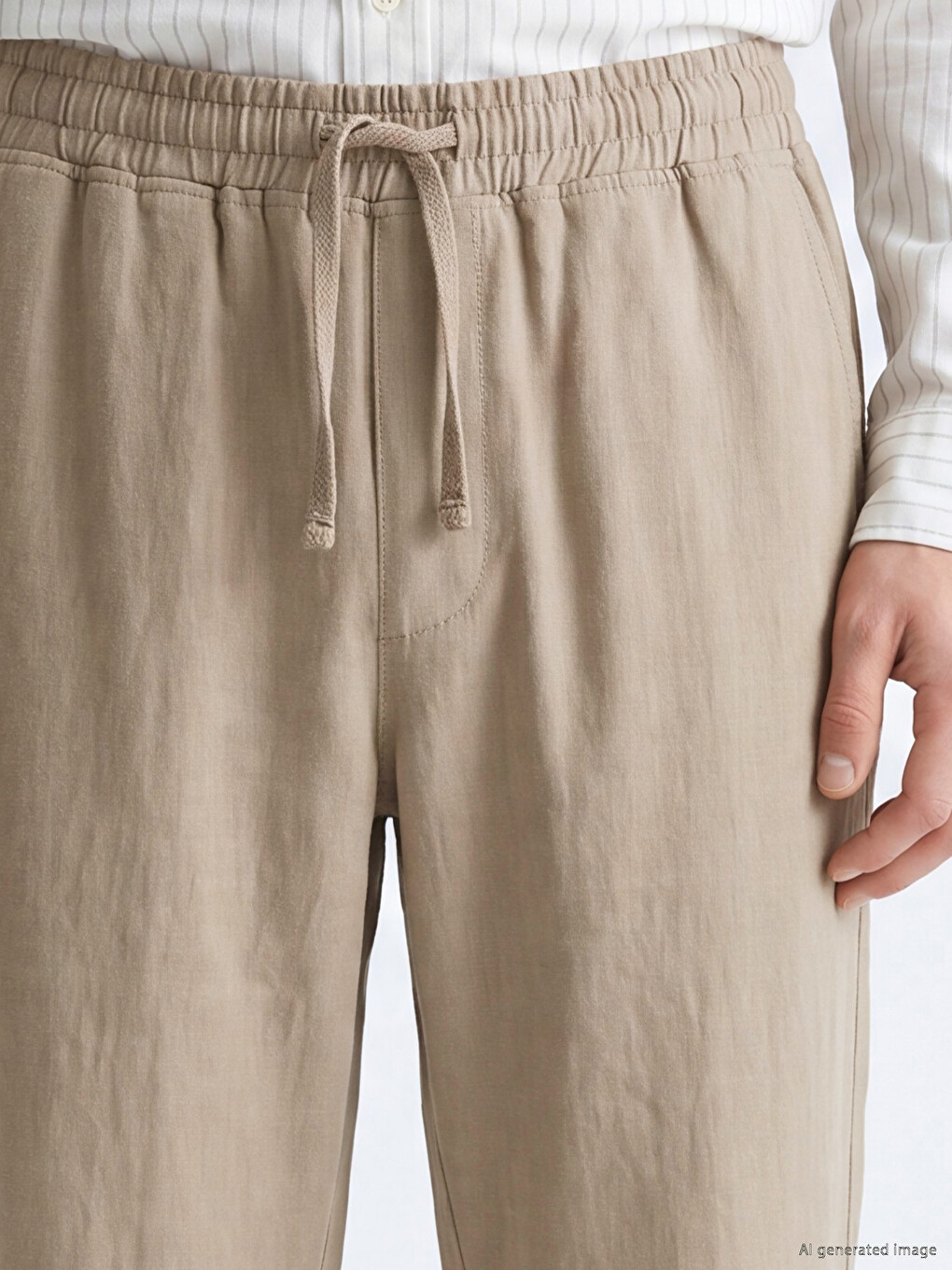 Kahverengi Regular Fit Beli Lastikli Erkek Pantolon-2