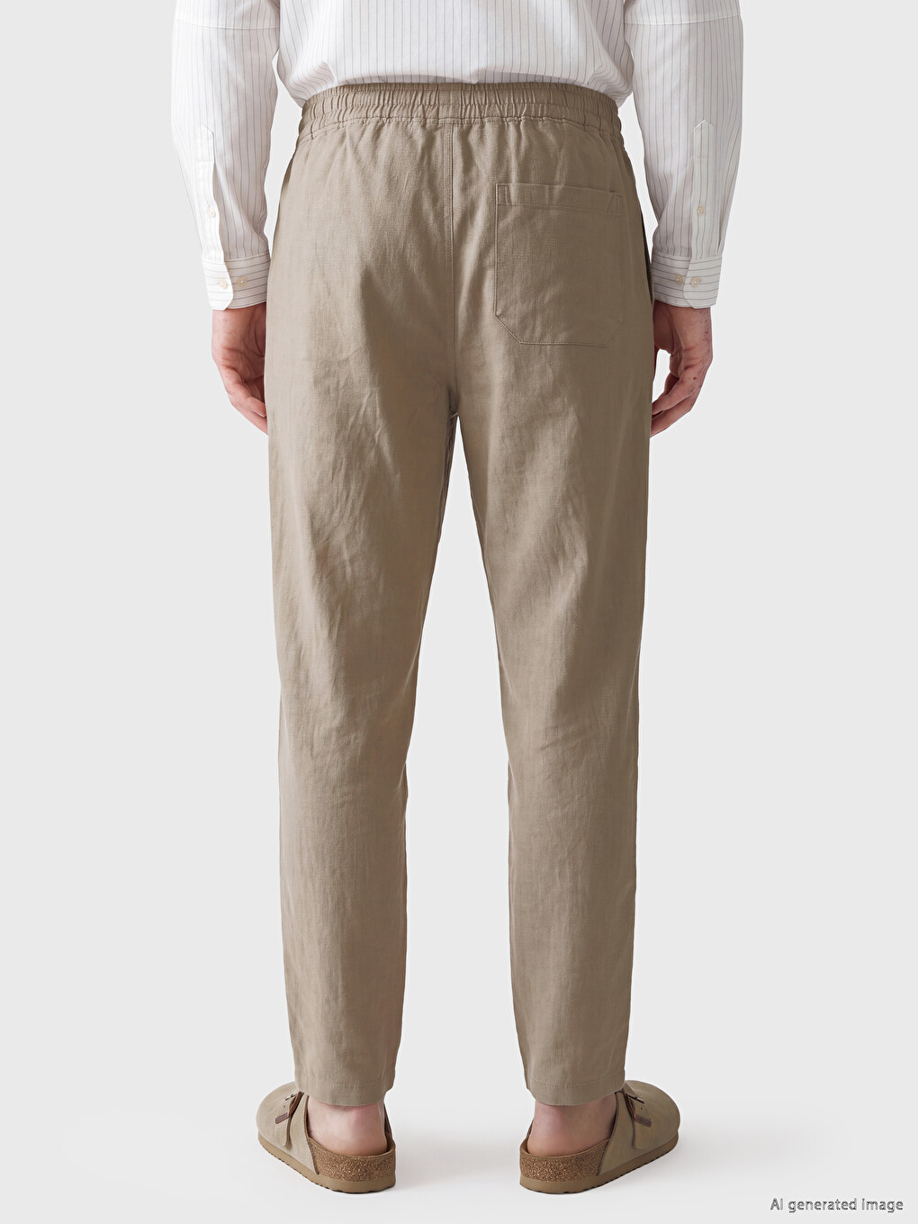 Kahverengi Regular Fit Beli Lastikli Erkek Pantolon-3