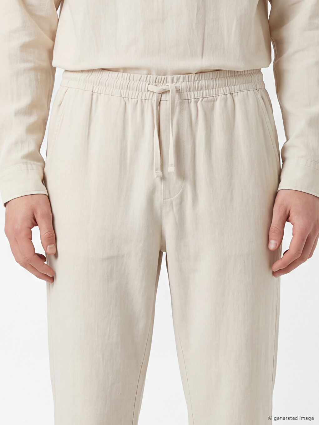 Bej Regular Fit Beli Lastikli Erkek Pantolon-2