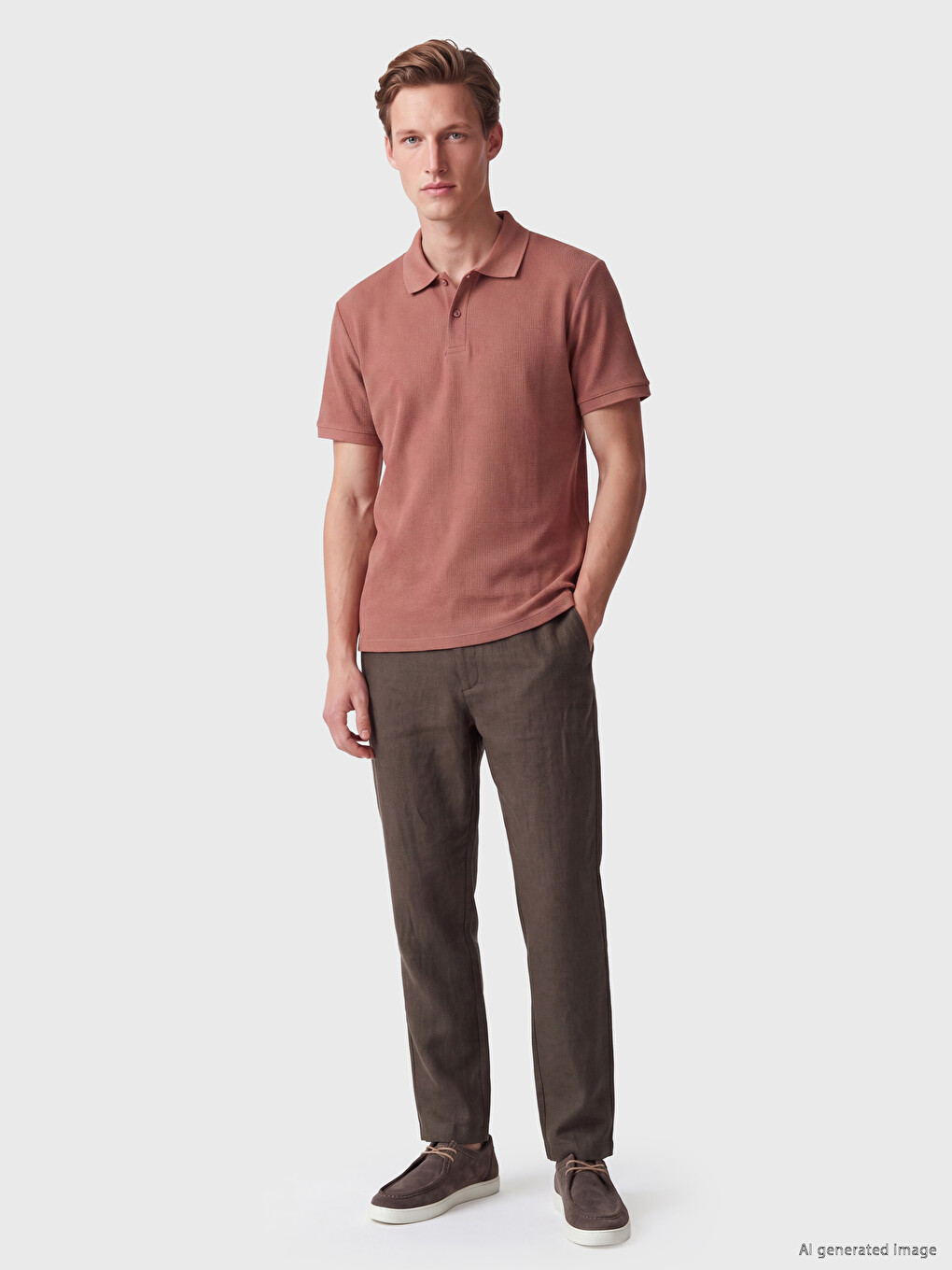 Pembe Polo Yaka Erkek Pike Tişört-1
