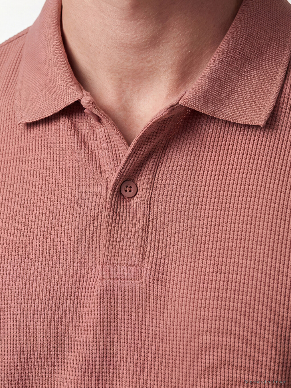 Pembe Polo Yaka Erkek Pike Tişört-2