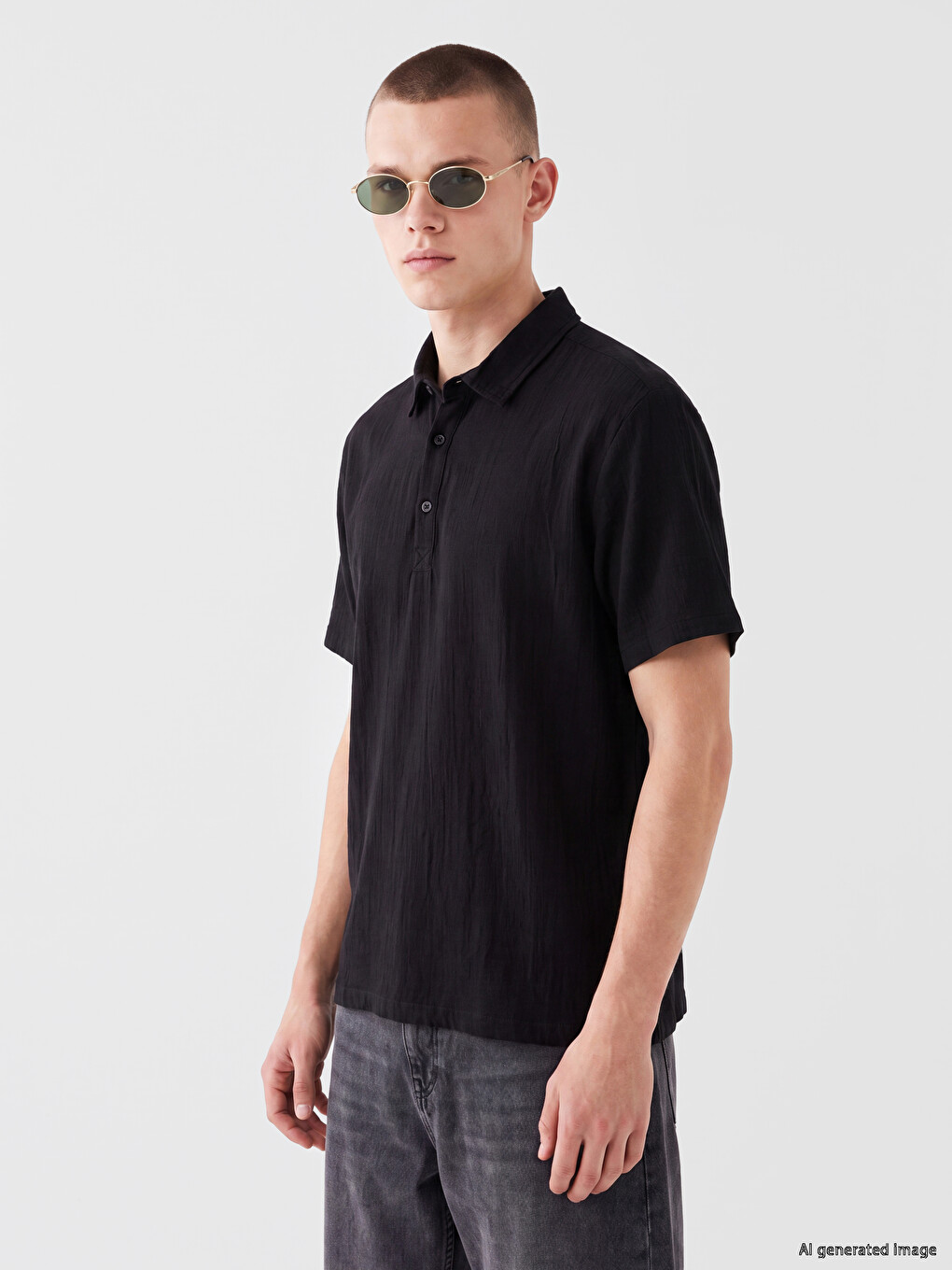 Siyah Loose Fit Erkek Gömlek