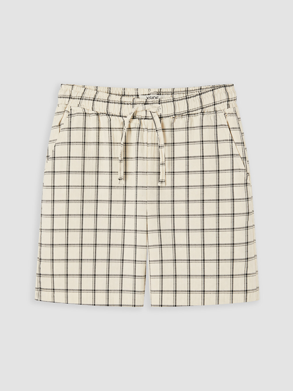 Siyah Loose Fit Kareli Erkek Şort