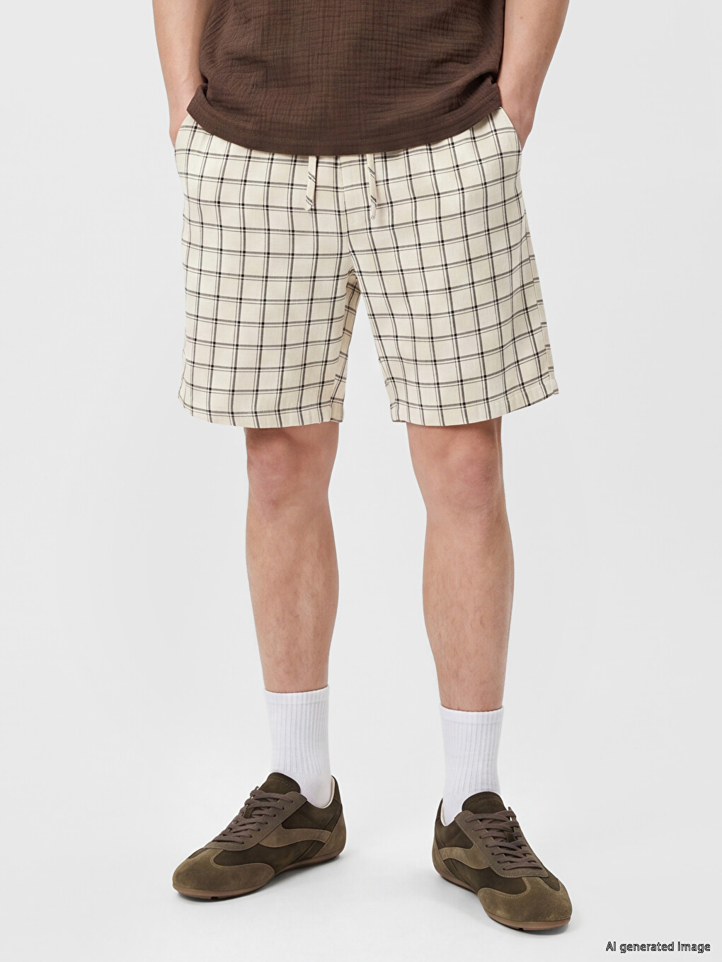 Loose Fit Checked Men's Shorts