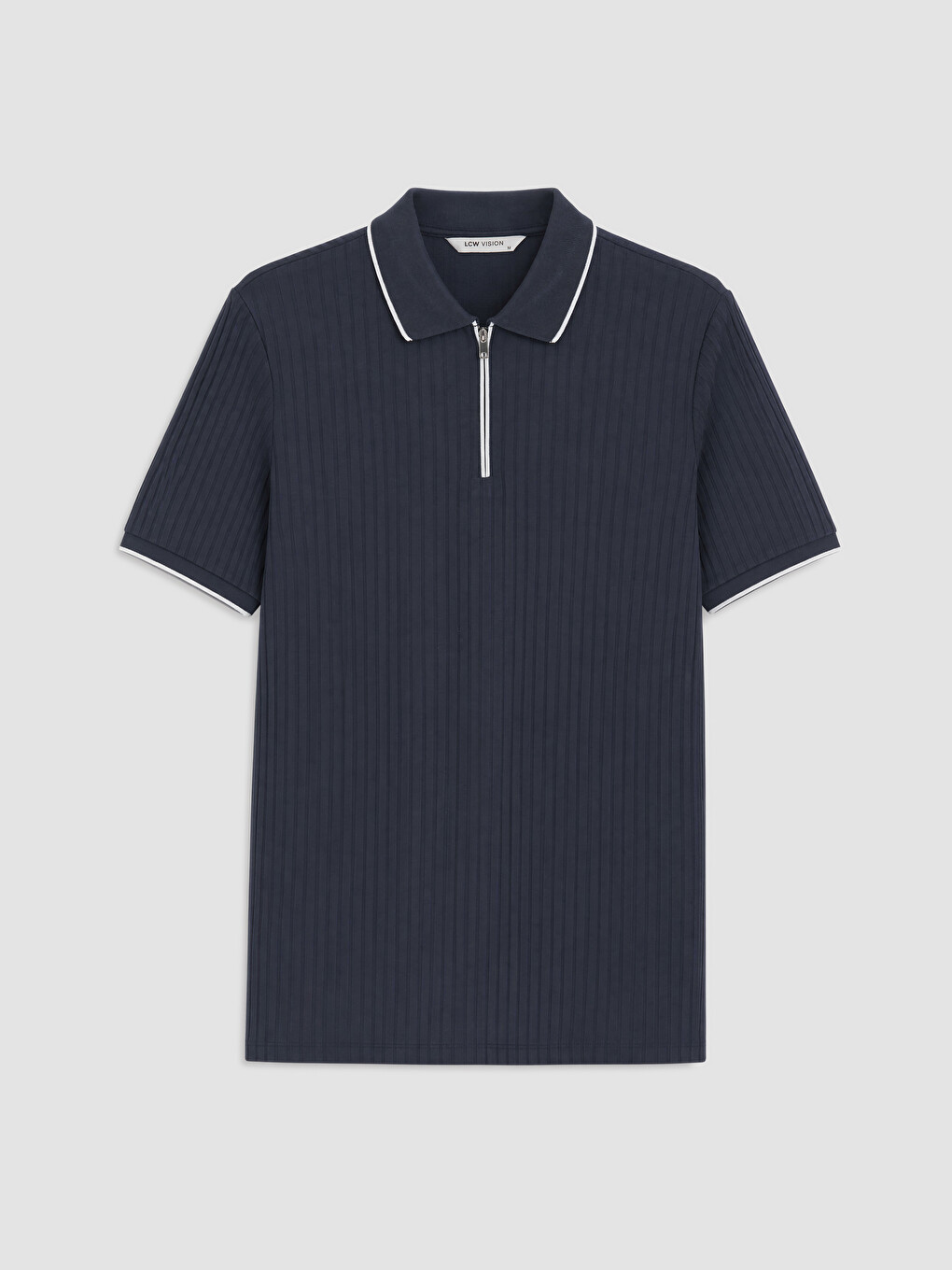 İndigo Standart Fit Fermuarlı Polo Yaka Erkek Triko Tişört-4