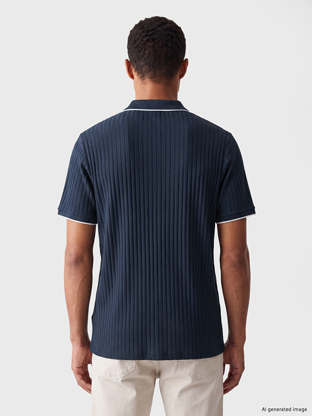 İndigo Standart Fit Fermuarlı Polo Yaka Erkek Triko Tişört-3