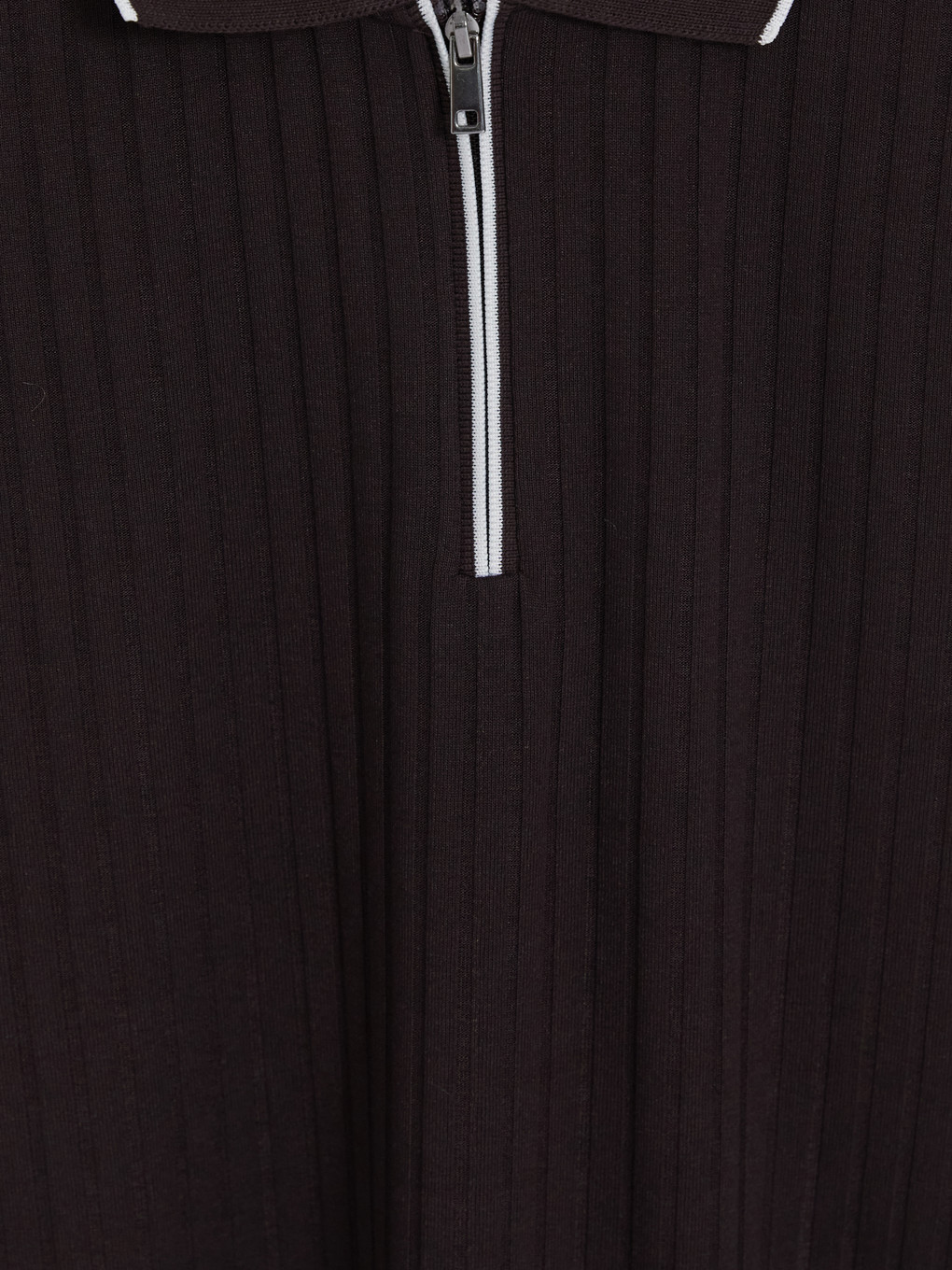 Kahverengi Fermuarlı Standart Fit Polo Yaka Erkek Tişört-6