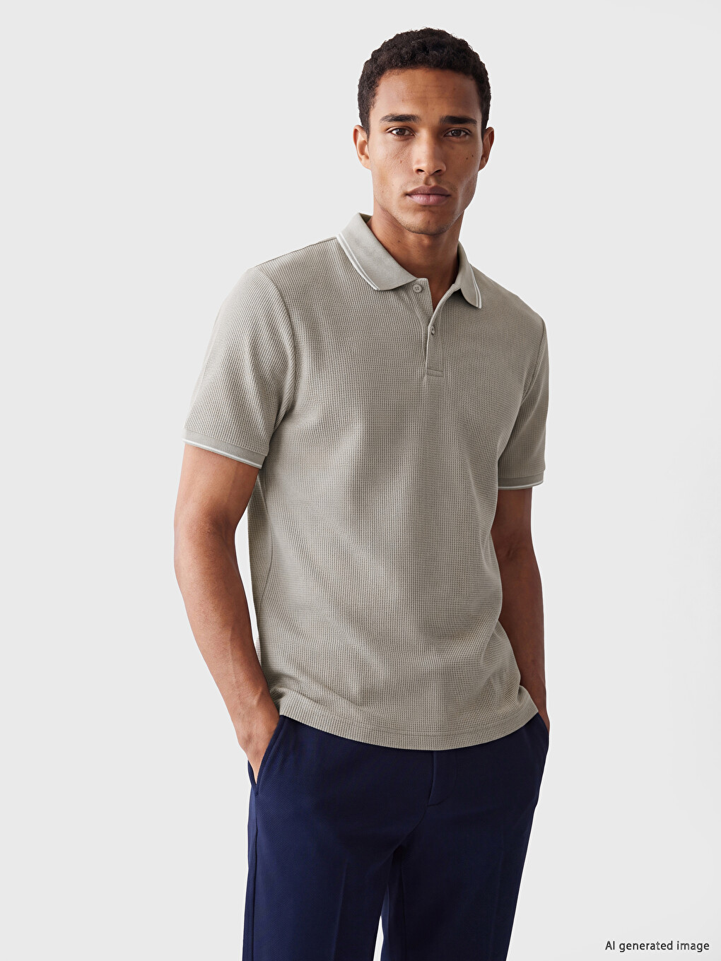 Polo Collar Ribbed Men's T-shirt