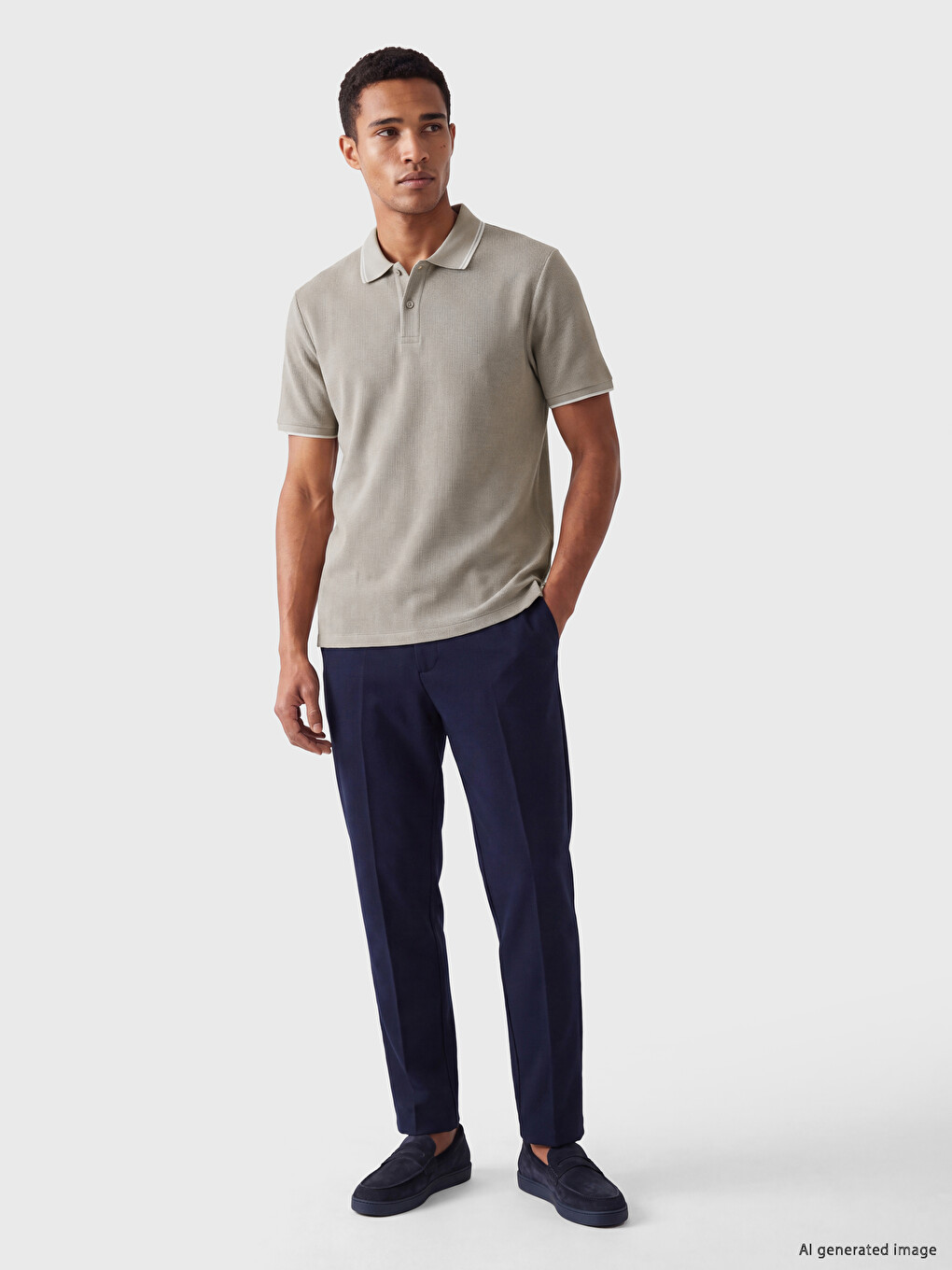 Polo Collar Ribbed Men's T-shirt-1