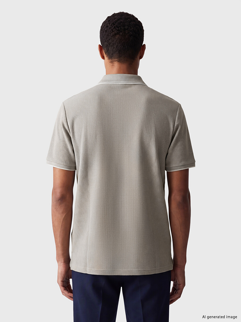Polo Collar Ribbed Men's T-shirt-3