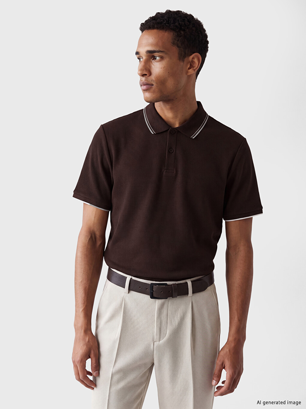 Polo Collar Ribbed Men's T-shirt