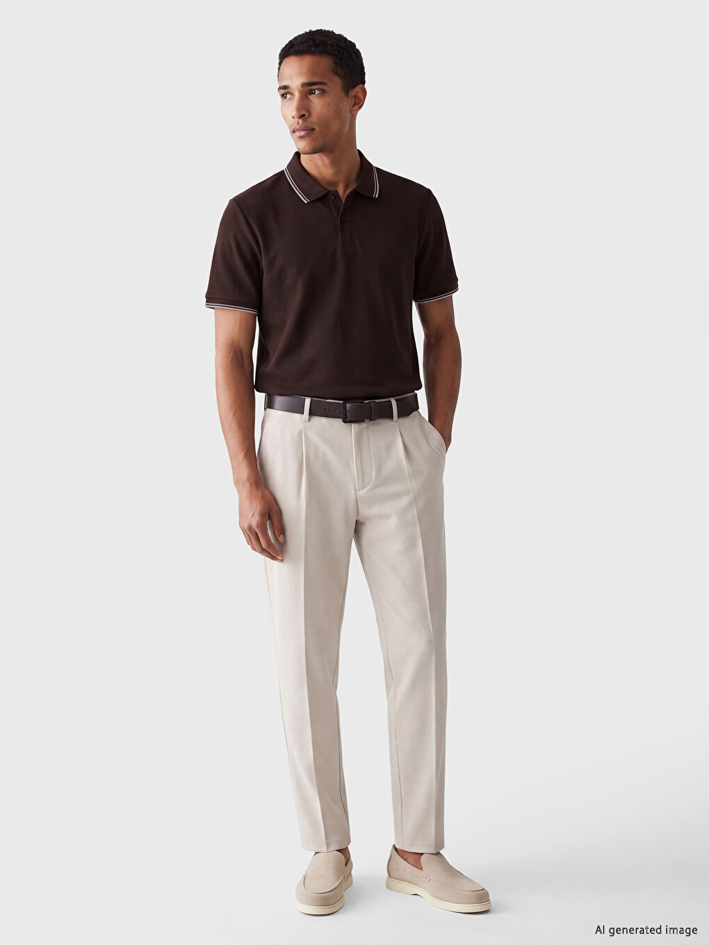 Polo Collar Ribbed Men's T-shirt-1