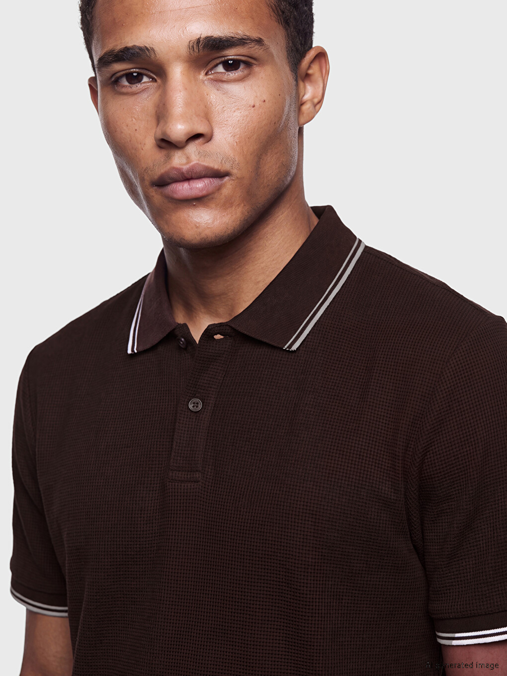 Polo Collar Ribbed Men's T-shirt-2