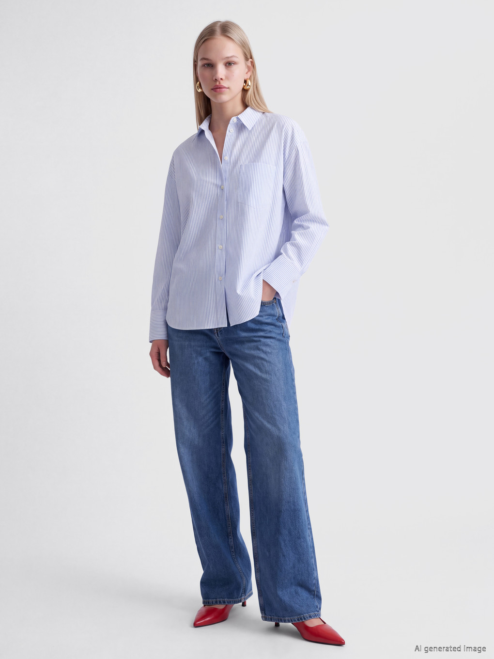 Striped Oversize Oxford Women's Shirt-1