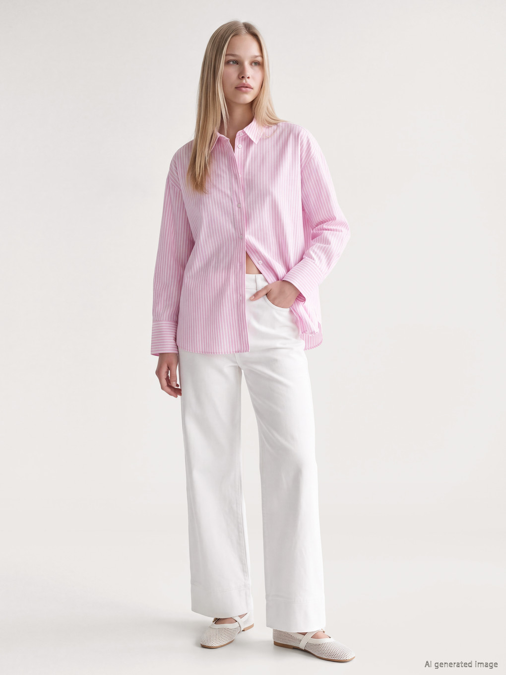 Striped Oversize Oxford Women's Shirt-1