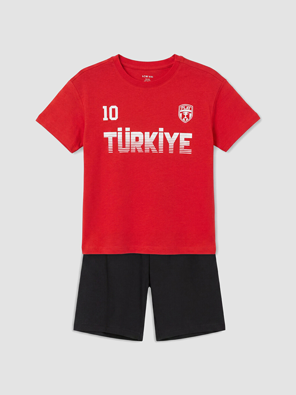 Kırmızı Türkiye Baskılı Erkek Çocuk Şortlu Pijama Takımı