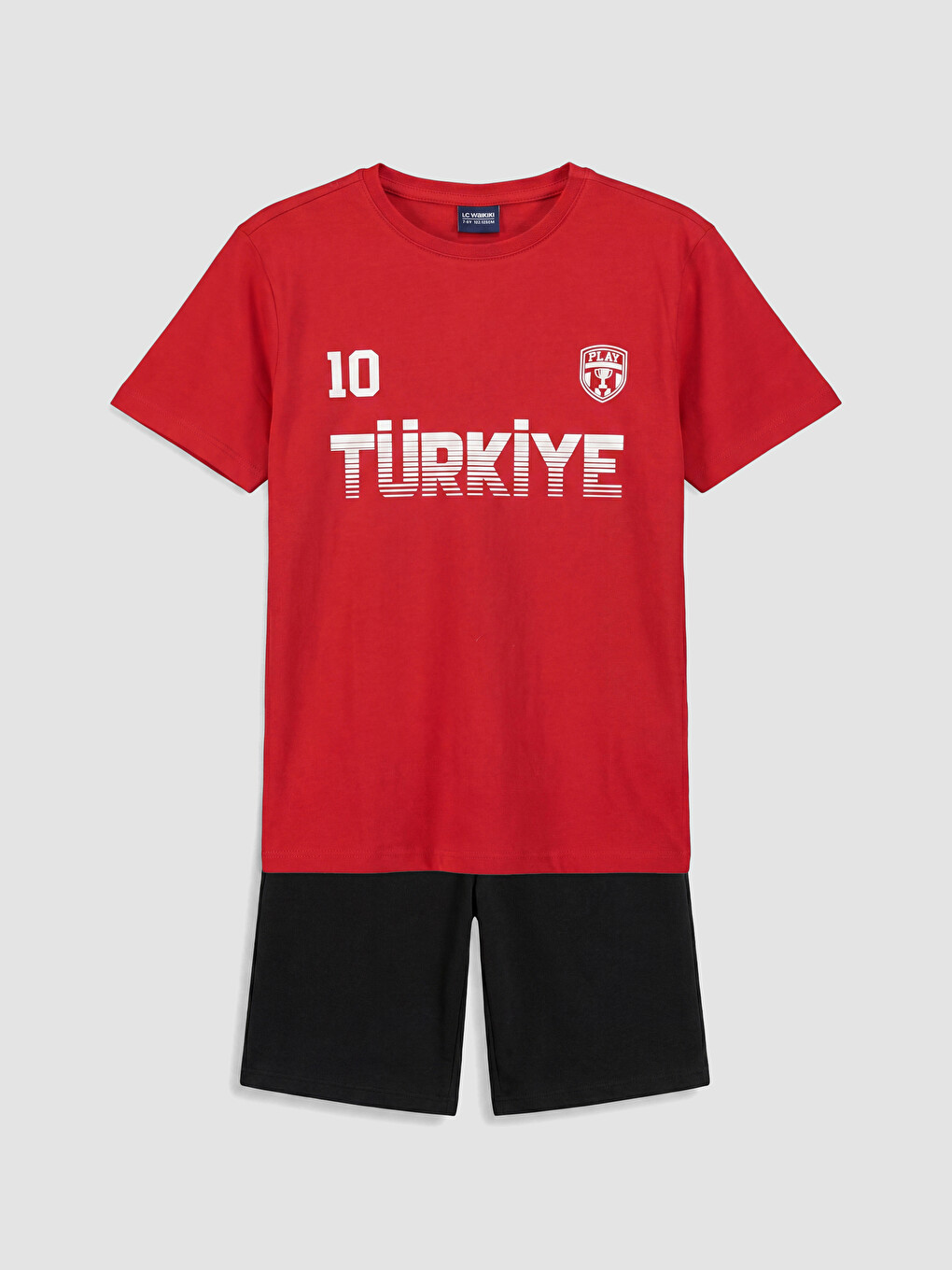 Kırmızı Türkiye Baskılı Erkek Çocuk Şortlu Pijama Takımı