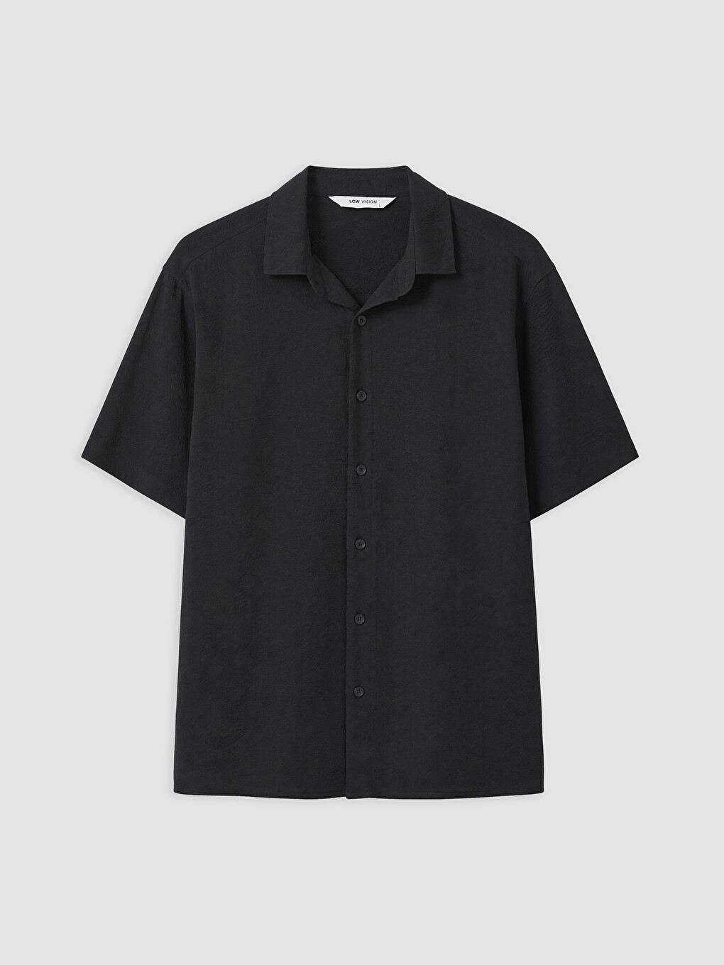 Siyah Regular Fit Krinkle Erkek Gömlek