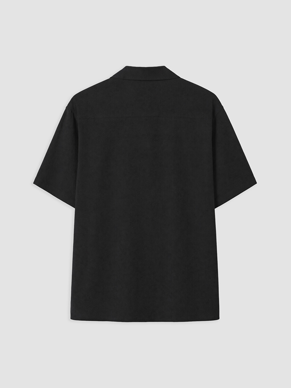 Siyah Regular Fit Krinkle Erkek Gömlek-1